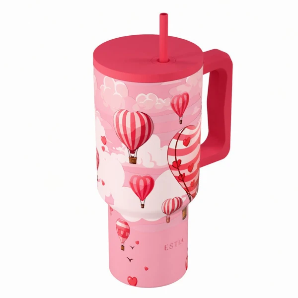 ESTIA HOME ART ΘΕΡΜΟΣ STRAW TUMBLER XL 900ml - LOVE ASCEND