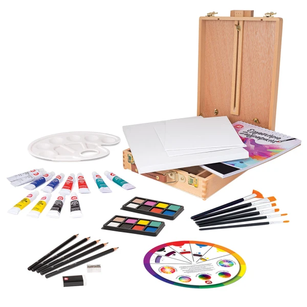 AS MEGA PAINTING WORKSHOP 5 IN 1 WITH WOODEN  CASE-EASEL FOR AGES 7+