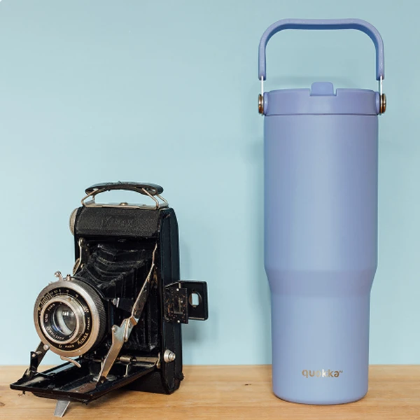 QUOKKA THERMAL STAINLESS STEEL TUMBLER WITH STRAW & HANDLE CORE 860ml LAVENDER