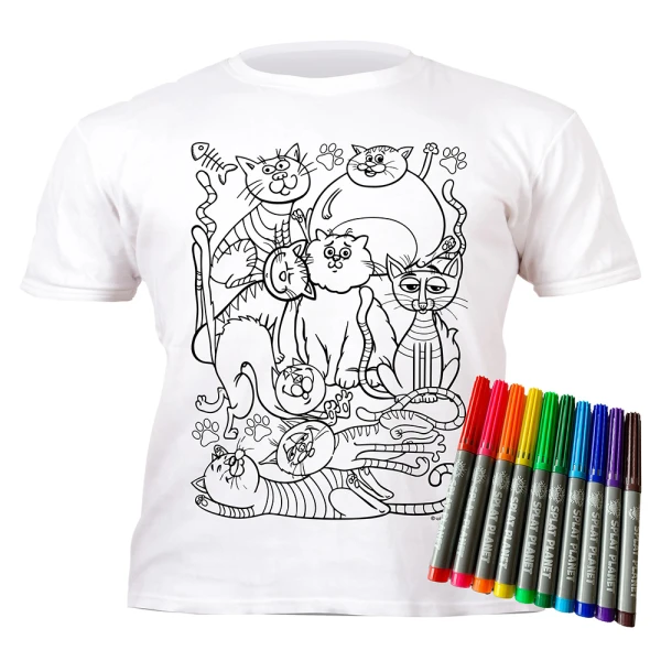 SPLAT PLANET ΠΛΕΝΟΜΕΝΟ T-SHIRT ΖΩΓΡΑΦΙΚΗΣ KITTY CATS ΜΕ ΜΑΡΚΑΔΟΡΟΥΣ (7-8 ΕΤΩΝ)