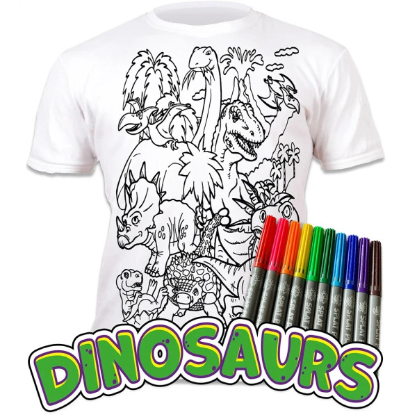 SPLAT PLANET ΠΛΕΝΟΜΕΝΟ T-SHIRT ΖΩΓΡΑΦΙΚΗΣ DINOSAUR ΜΕ ΜΑΡΚΑΔΟΡΟΥΣ (3-4 ΕΤΩΝ)