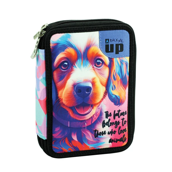 BACK ME UP DOUBLE FILLED  PENCIL CASE PUPPY
