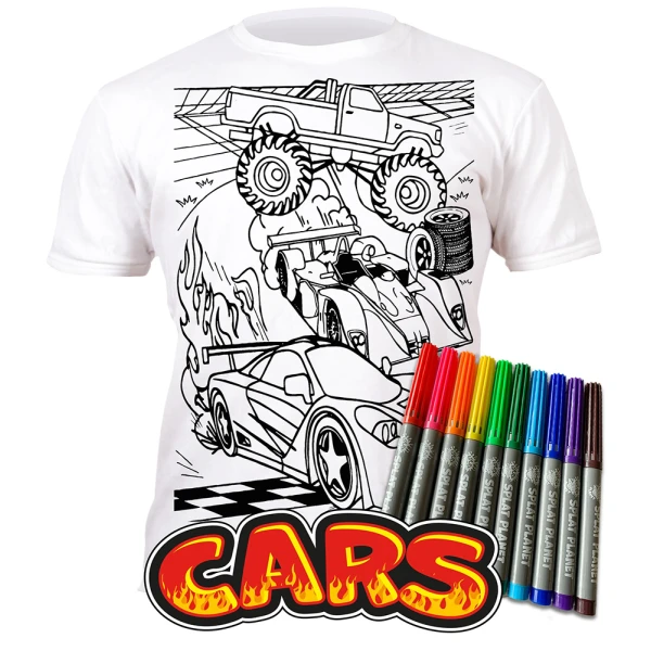 SPLAT PLANET ΠΛΕΝΟΜΕΝΟ T-SHIRT ΖΩΓΡΑΦΙΚΗΣ CARS ΜΕ ΜΑΡΚΑΔΟΡΟΥΣ (5-6 ΕΤΩΝ)