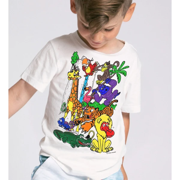 SPLAT PLANET ΠΛΕΝΟΜΕΝΟ T-SHIRT ΖΩΓΡΑΦΙΚΗΣ ZOO ΜΕ ΜΑΡΚΑΔΟΡΟΥΣ (5-6 ΕΤΩΝ)