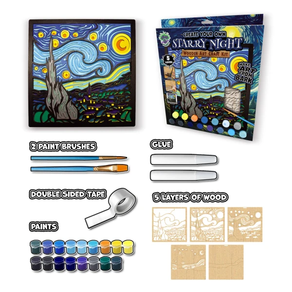 SPLAT PLANET ΞΥΛΙΝΟ ΣΕΤ ΧΕΙΡΟΤΕΧΝΙΑΣ STARRY NIGHT WOOD ART 25X25εκ.