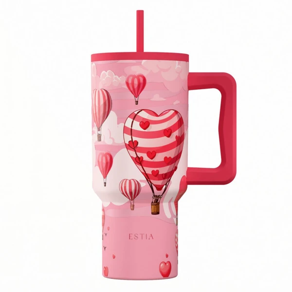 ESTIA HOME ART ΘΕΡΜΟΣ STRAW TUMBLER XL 900ml - LOVE ASCEND
