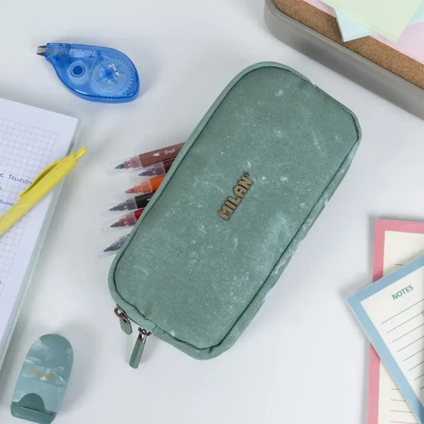 MILAN PENCIL CASE WITH 3 COMPARTMENTS 22X11X6.5 cm LAVA SERIES GREEN