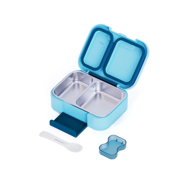 LUNCH BOX SAVE THE AEGEAN 750ml 2 STAINLESS STEEL REMOVABLE COMPARTMENTS OCEAN PLAY