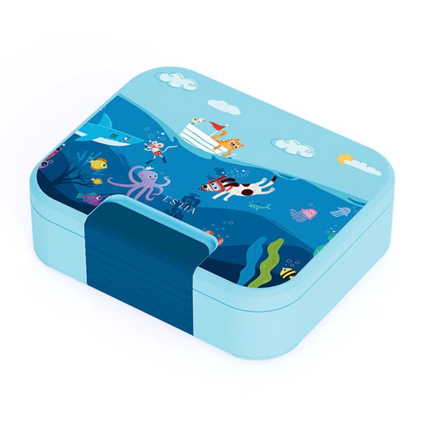 LUNCH BOX SAVE THE AEGEAN 950ml 3 STAINLESS STEEL REMOVABLE COMPARTMENTS OCEAN PLAY