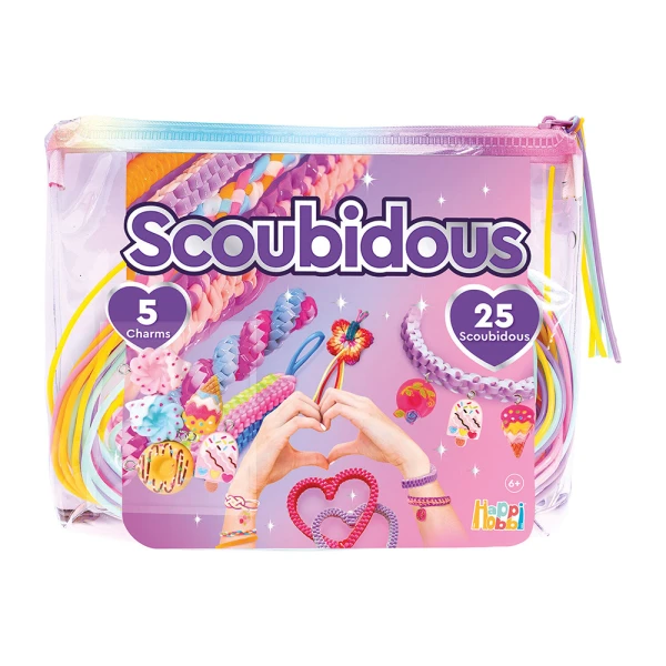 HAPPIHOBBI ΤΣΑΝΤΑΚΙ ΜΕ 25 SCOUBIDOUS & ΑΞΕΣΟΥΑΡ - 2 ΧΡΩΜΑΤΑ