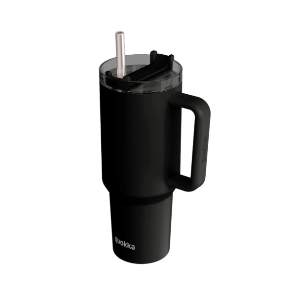 QUOKKA ΘΕΡΜΟΣ ΜΕ ΚΑΛΑΜΑΚΙ ΚΑΙ ΛΑΒΗ 1200ml STREAM JET BLACK