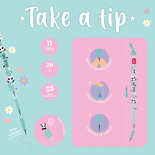 LEGAMI ΣΤΟΙΒΑΖΟΜΕΝΟ ΜΟΛΥΒΙ ΜΕ ΓΟΜΑ TAKE A TIP - PANDA