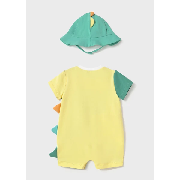 MAYORAL ONESIE SHORT COTTON AND HAT GREEN 