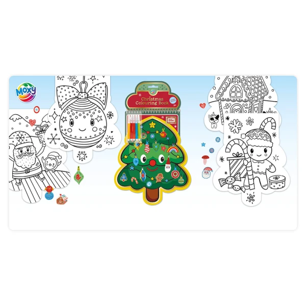 XMAS ΒΙΒΛΙΟ ΜΕ ΧΡΩΜΟΣΕΛΙΔΕΣ ΣΕ ΣΧΗΜΑ ΧΡΙΣΤΟΥΓΕΝΝΙΑΤΙΚΟΥ ΔΕΝΤΡΟΥ 30 εκ. & ΑΥΤΟΚΟΛΛΗΤΑ