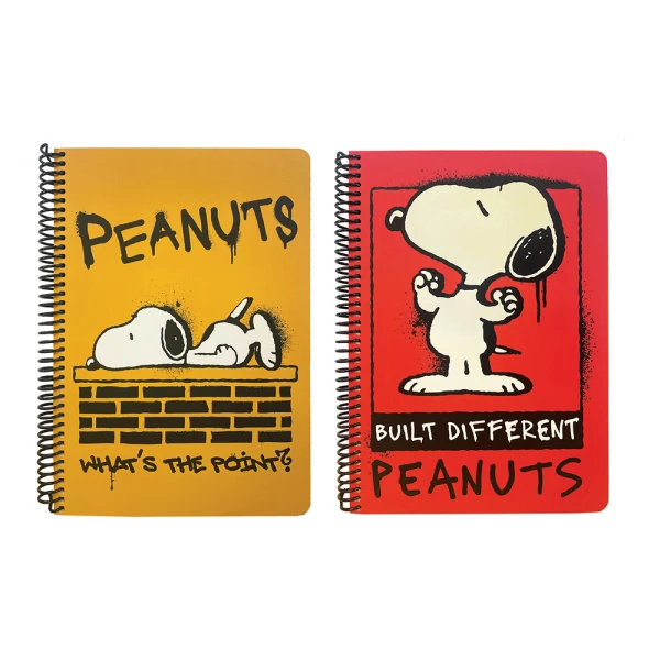 BACK ME UP SPIRAL NOTEBOOK 17x25 3 SUBJECTS 105 SHEETS PEANUTS BUILT DIFFERENT & POINT - 2 DESIGNS
