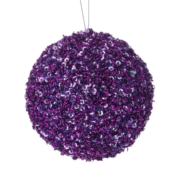 ΧΡΙΣΤΟΥΓΕΝΝΙΑΤΙΚΗ FOAM ΜΠΑΛΑ 8 εκ. ΜΕ GLITTER ΜΩΒ