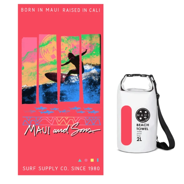 ΠΕΤΣΕΤΑ ΘΑΛΑΣΣΗΣ MICROFIBER MAUI & SONS 90x180 εκ. ΜΕ ΘΗΚΗ SURF WAVE
