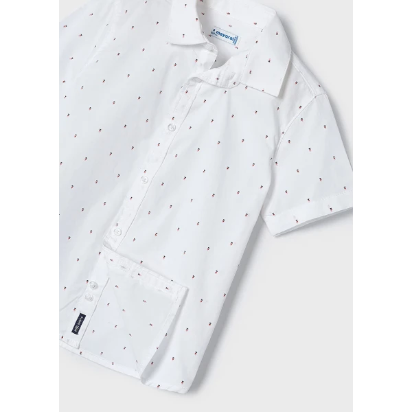 MAYORAL SHIRT SHORT SLEEVES MICROPRINTED WHITE-PINK