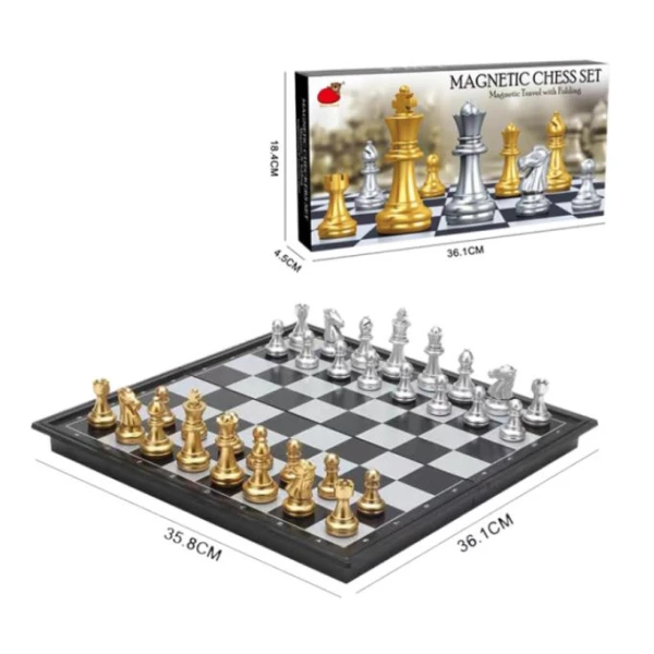 MAGNETIC CHESS WITH GOLDEN - SILVER PAWNS