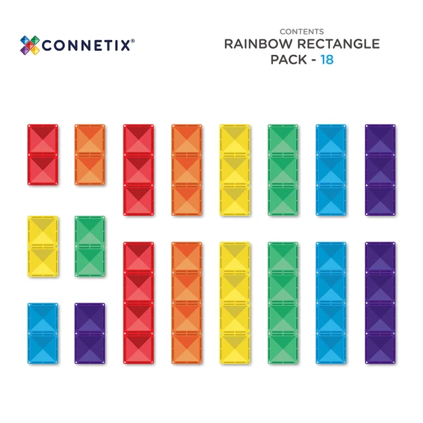 CONNETIX ΜΑΓΝΗΤΙΚΑ ΤΟΥΒΛΑΚΙΑ RAINBOW RECTANGLE PACK 18 τεμ.