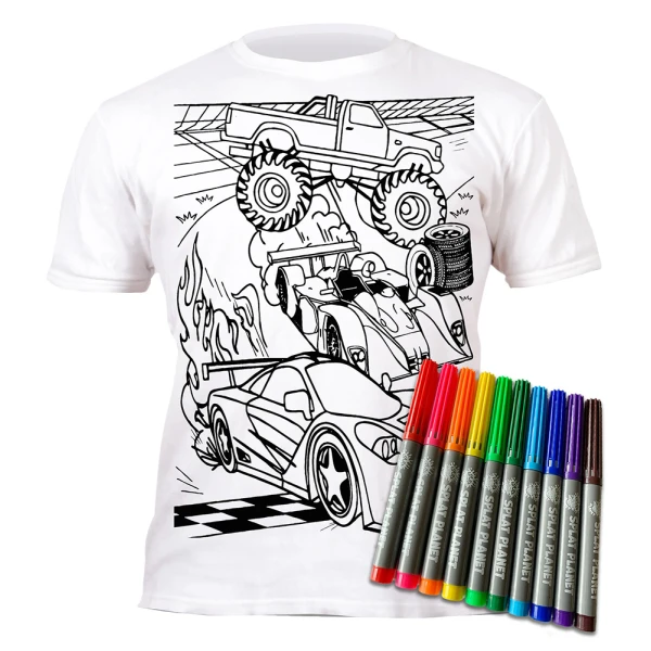 SPLAT PLANET ΠΛΕΝΟΜΕΝΟ T-SHIRT ΖΩΓΡΑΦΙΚΗΣ CARS ΜΕ ΜΑΡΚΑΔΟΡΟΥΣ (7-8 ΕΤΩΝ)
