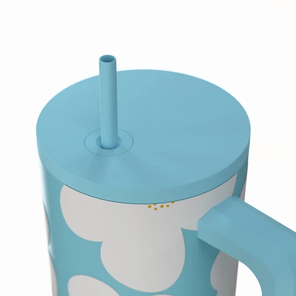 ESTIA HOME ART THERMAL BOTTLE STRAW TUMBLER XL 900ml - BLUE DAISY