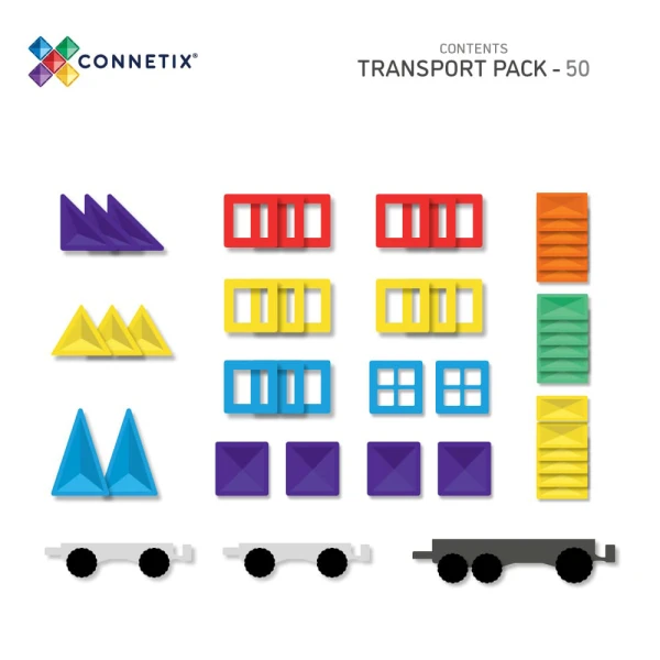 CONNETIX ΜΑΓΝΗΤΙΚΑ ΤΟΥΒΛΑΚΙΑ RAINBOW TRANSPORT PACK 50 τεμ.