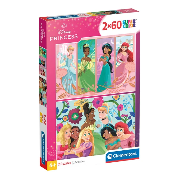 CLEMENTONI KIDS PUZZLE SUPER COLOR PRINCESS  2X60 PCS