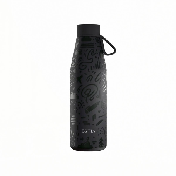 ESTIA HOME ART THERMAL FLASK FLOW SAVE THE AEGEAN 500ml NOIR ECHO