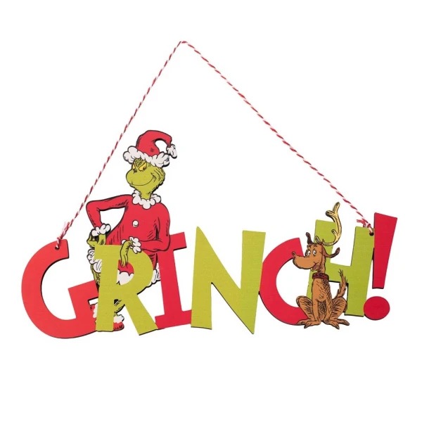 ΞΥΛΙΝΗ ΚΡΕΜΑΣΤΗ ΕΠΙΓΡΑΦΗ GRINCH AND MAX 30X18 εκ.