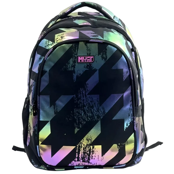 MUST TEAM SCHOOL BACKPACK 32X18X43 cm WITH 3 CASES HOLOGRAM COLOURS